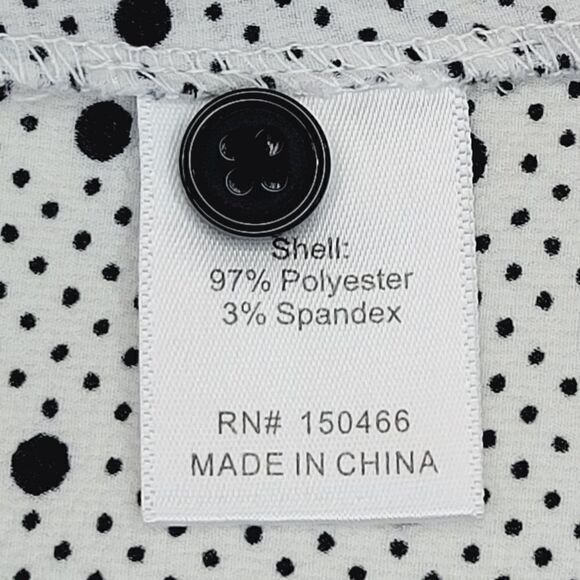 41 Hawthorne Black & White Polka-dot Split Neck 3/4 Sleeve  Blouse Size M - Picture 7 of 8